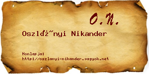 Oszlányi Nikander névjegykártya